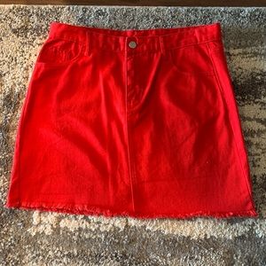 Red Jean Skirt